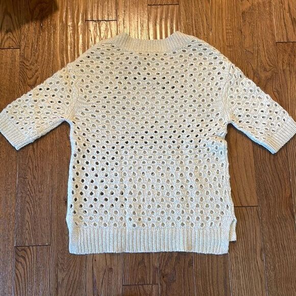 Ann Taylor Merino Wool open knit crewneck short sleeve sweater xs - Picture 7 of 7